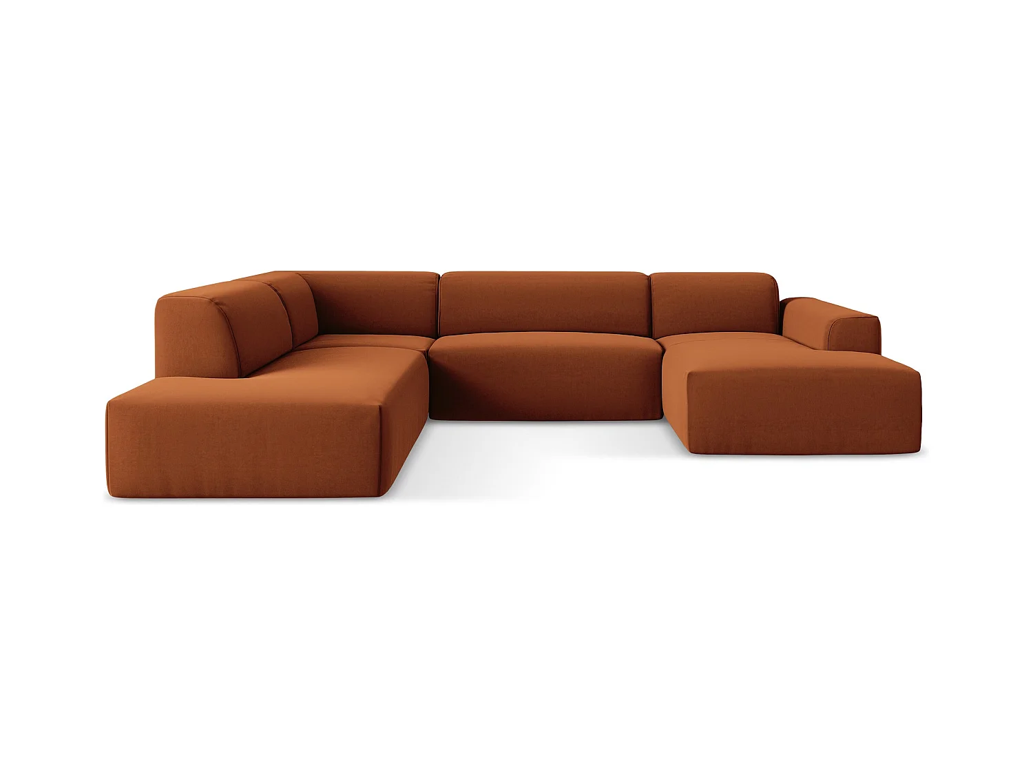 Große Wohnlandschaft Links - - Samt - Terrakotta - KELI