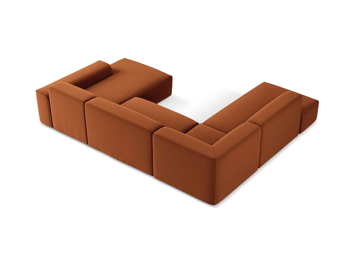 Große Wohnlandschaft Links - - Samt - Terrakotta - KELI