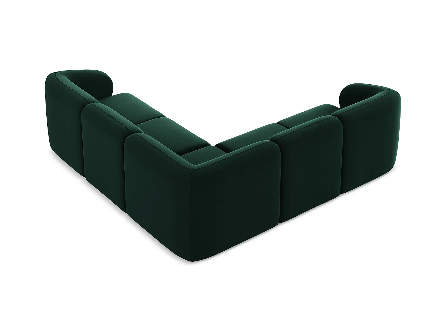 Canapé d'angle 4 places modulaire en velours - bouteille verte - LANI