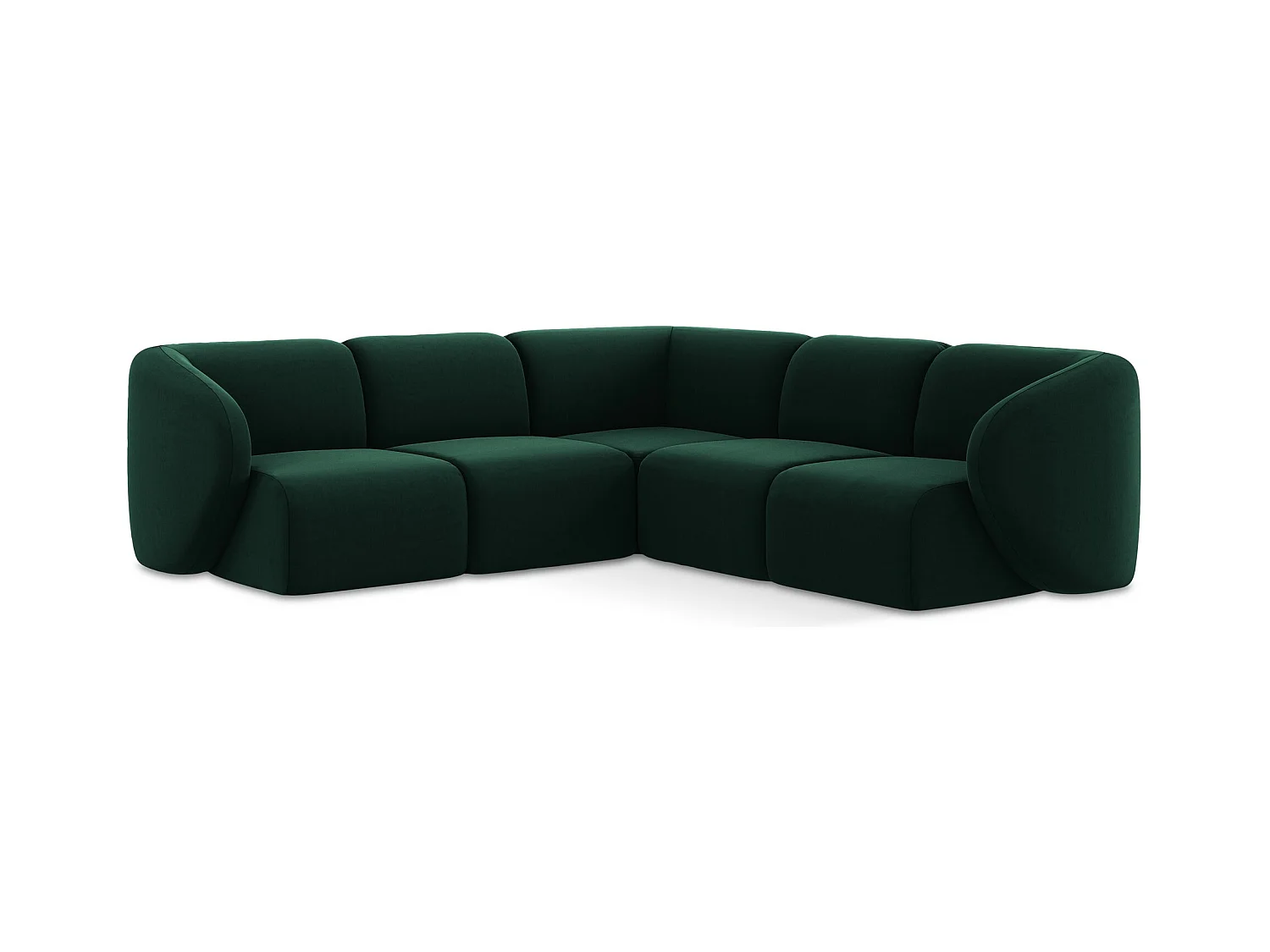Modulares Ecksofa - - Samt - Flaschengrün - LANI