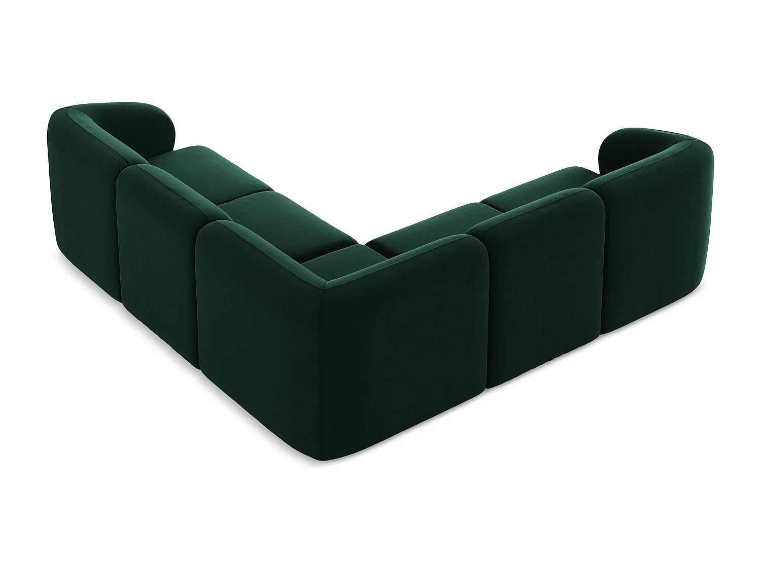 Canapé d'angle 4 places modulaire en velours - bouteille verte - LANI