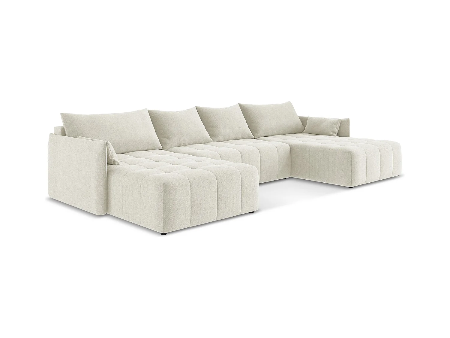 Große Wohnlandschaft - - Strukturstoff - Beige - MOKU