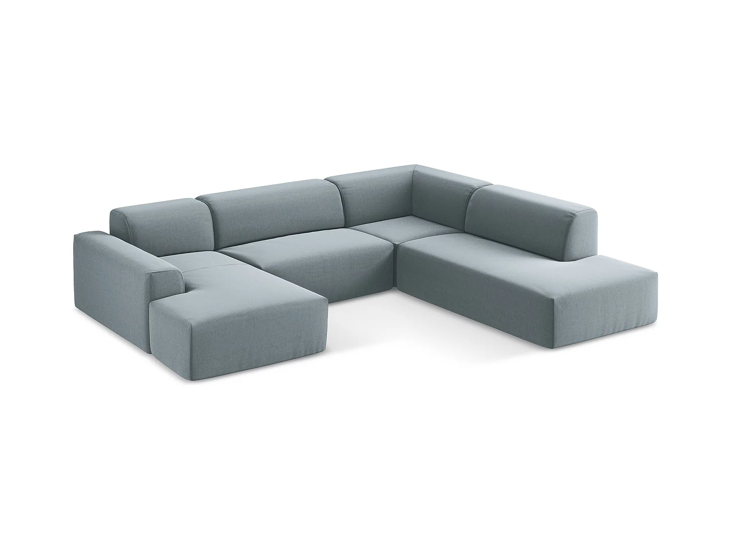 Sofa panoramiczna prawa - z tkaniny welwetowej - jasny niebieski - KELI