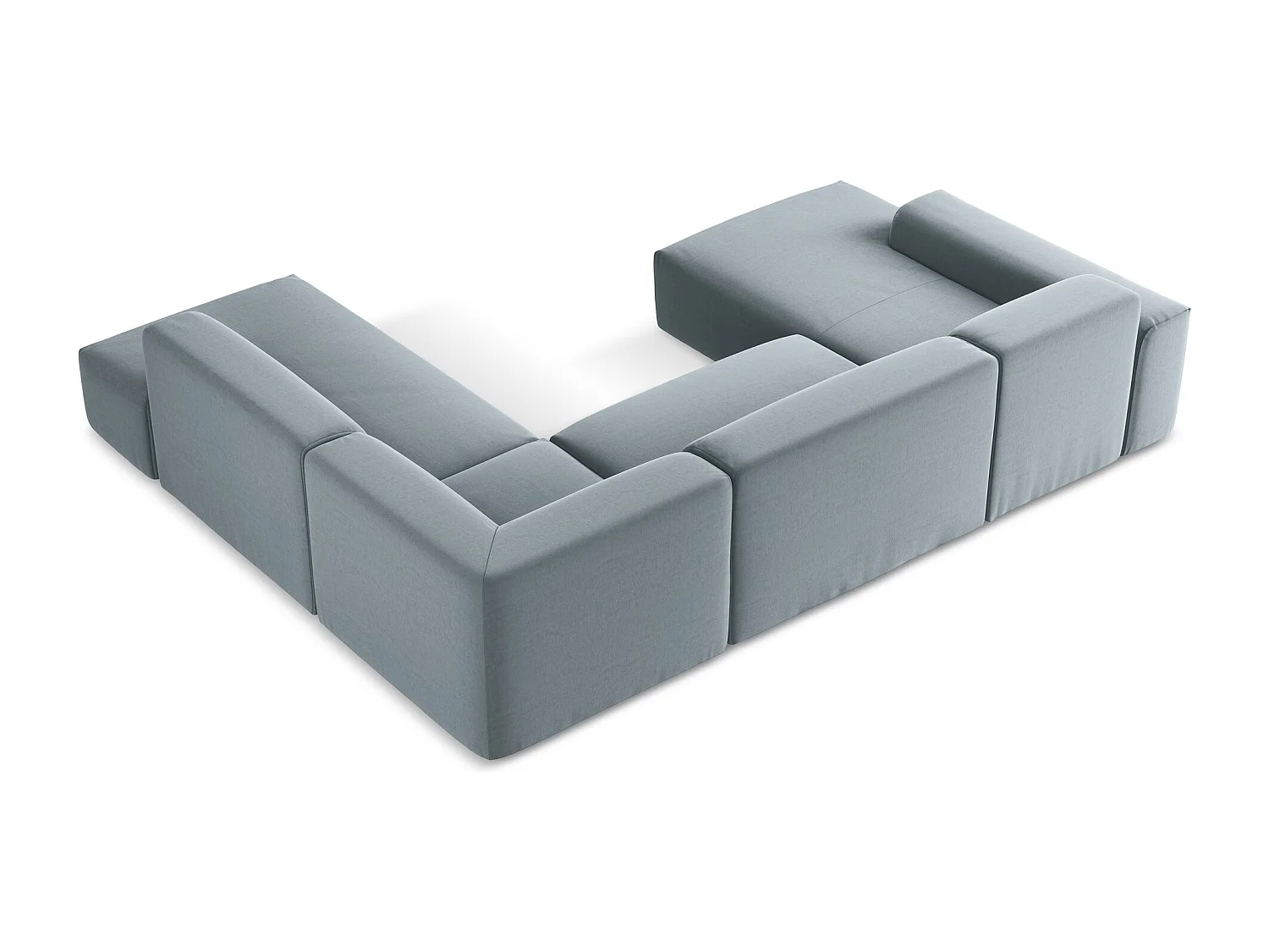 Sofa panoramiczna prawa - z tkaniny welwetowej - jasny niebieski - KELI