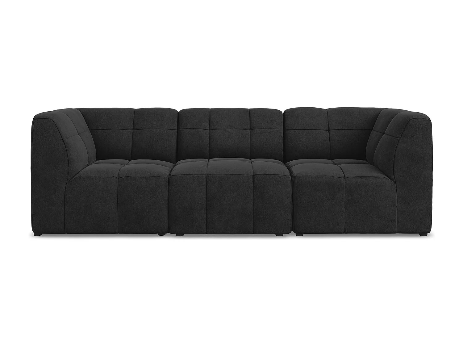 Canapé modulable 3 places en velours - noir - ALOHA