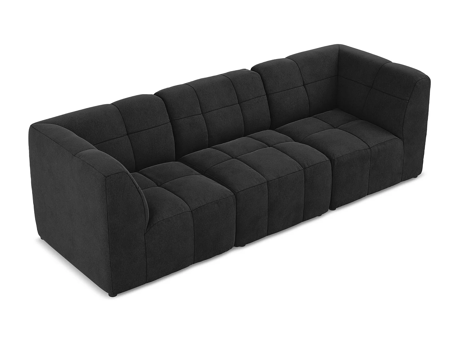 Canapé modulable 3 places en velours - noir - ALOHA