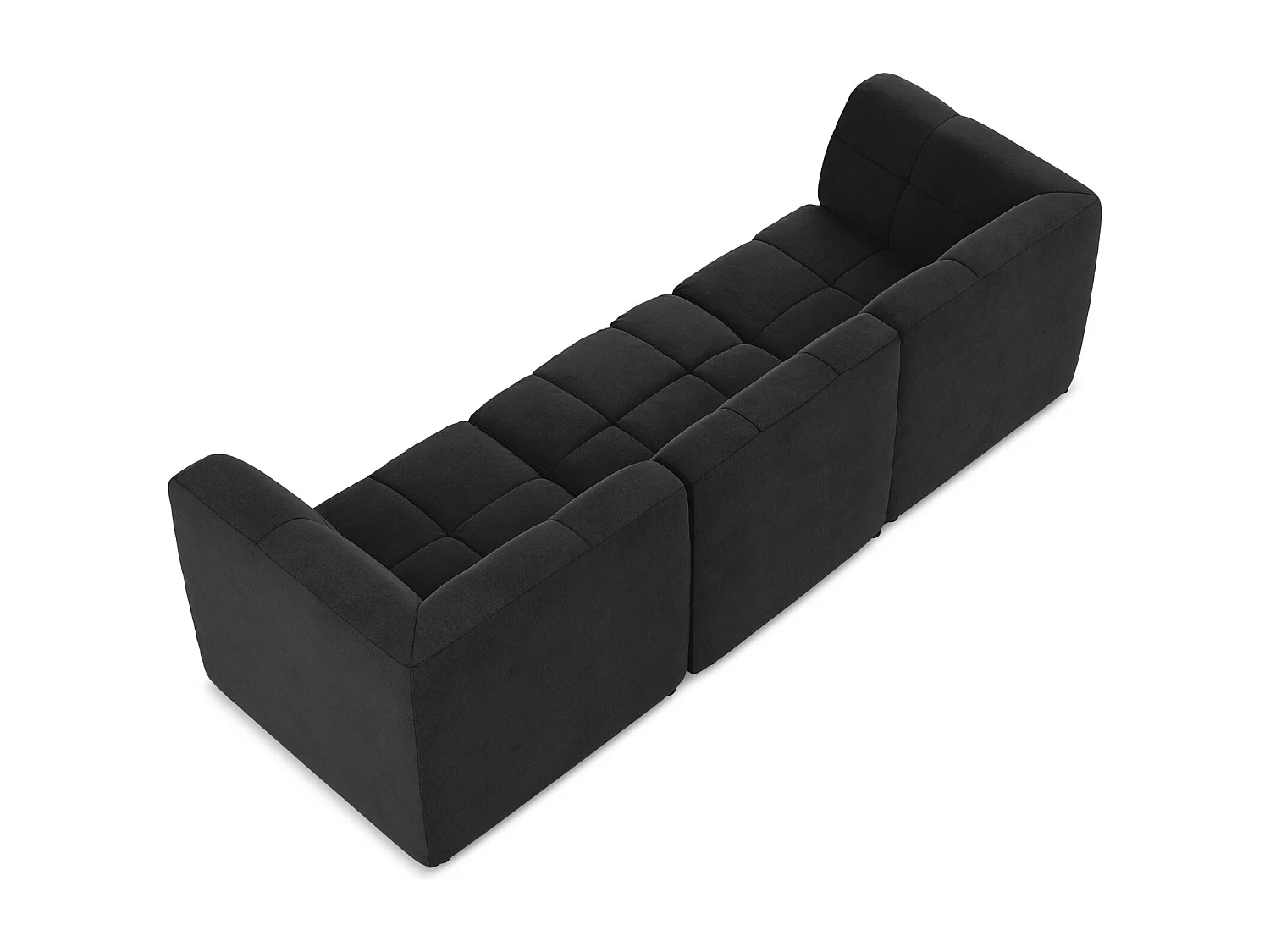 Canapé modulable 3 places en velours - noir - ALOHA