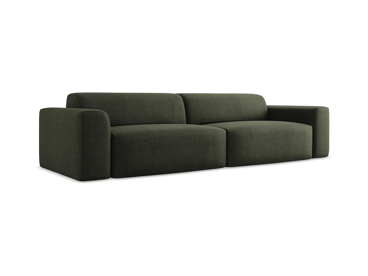 Canapé modulable 4 places en tissu texturé - olive - KELI
