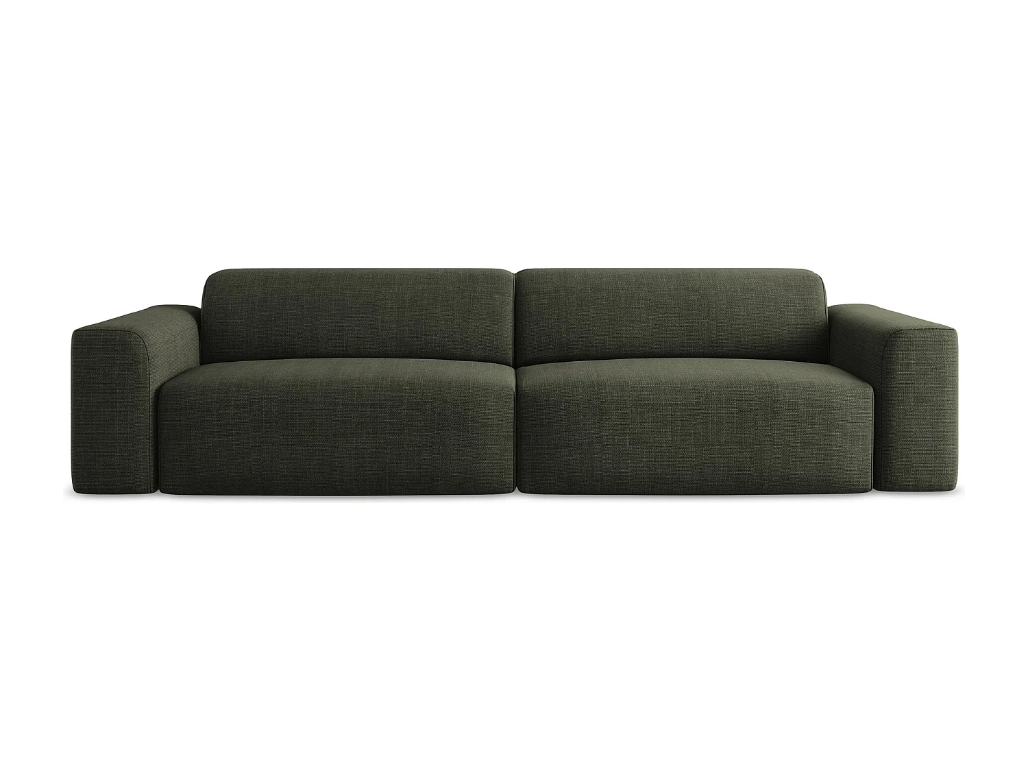 Vierzits modulaire bank van olijfgroen textuurstof - KELI