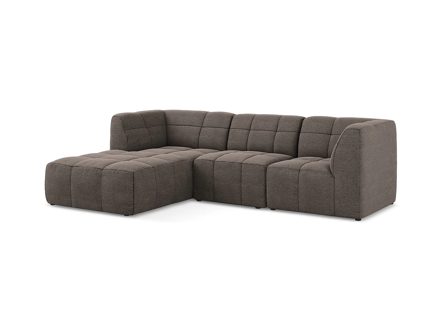 3-Sitzer Modulares Ecksofa - Ecke Links - Bouclé - Schokolade - ALOHA