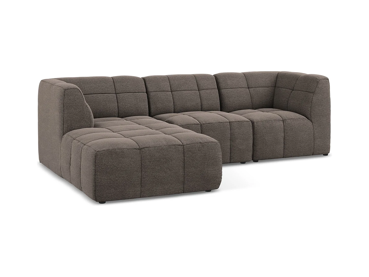 3-Sitzer Modulares Ecksofa - Ecke Links - Bouclé - Schokolade - ALOHA