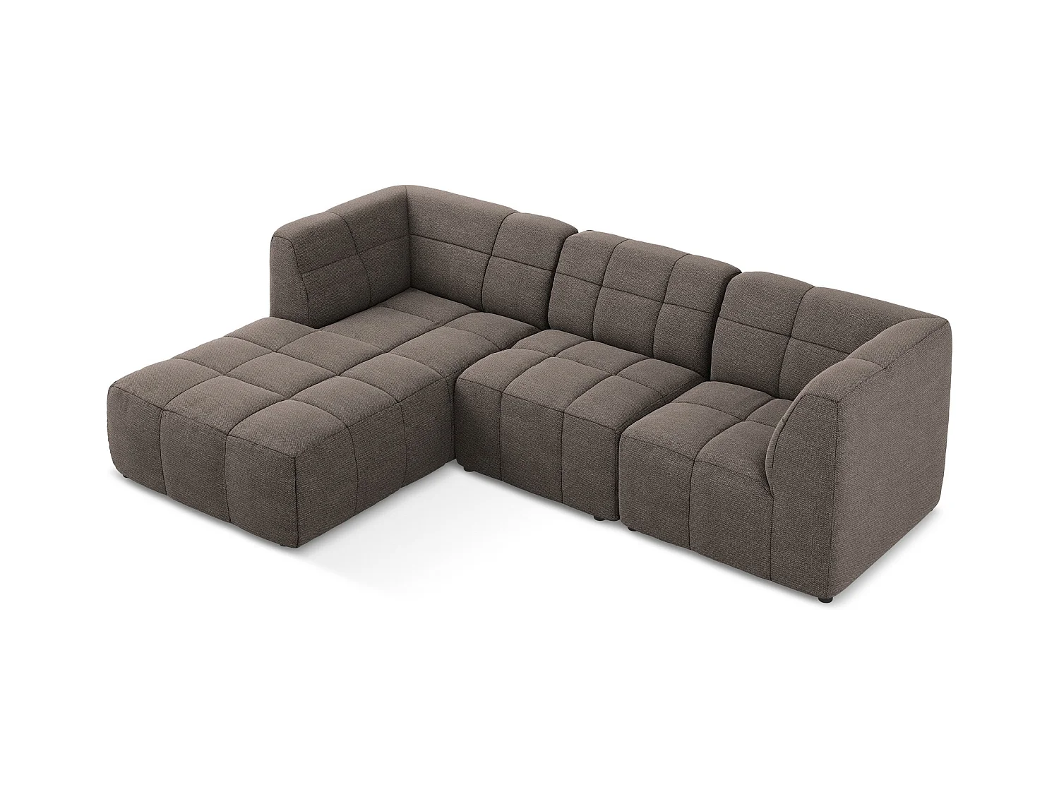 3-Sitzer Modulares Ecksofa - Ecke Links - Bouclé - Schokolade - ALOHA