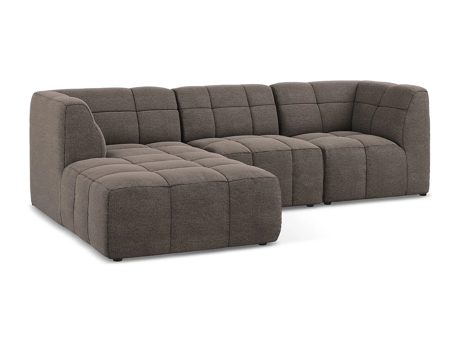 Modulaire hoekbank links van chocolade bouclé - ALOHA