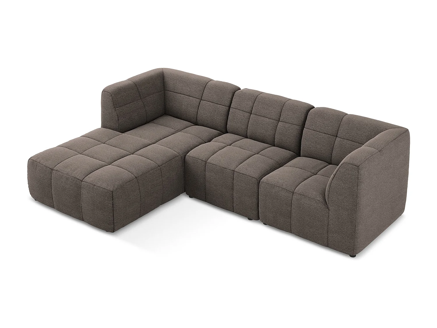 Modulaire hoekbank links van chocolade bouclé - ALOHA
