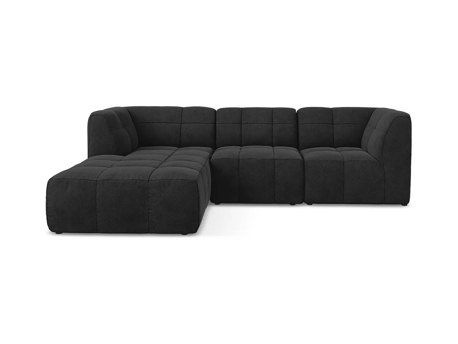 Canapé d'angle 3 places modulaire gauche en velours - noir - ALOHA