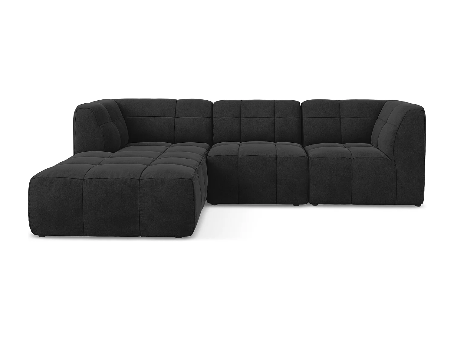 Canapé d'angle 3 places modulaire gauche en velours - noir - ALOHA