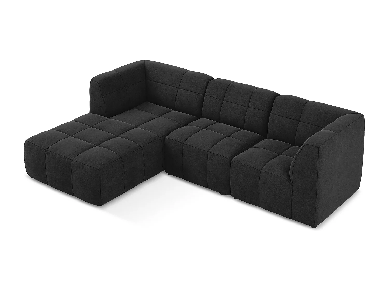 Canapé d'angle 3 places modulaire gauche en velours - noir - ALOHA