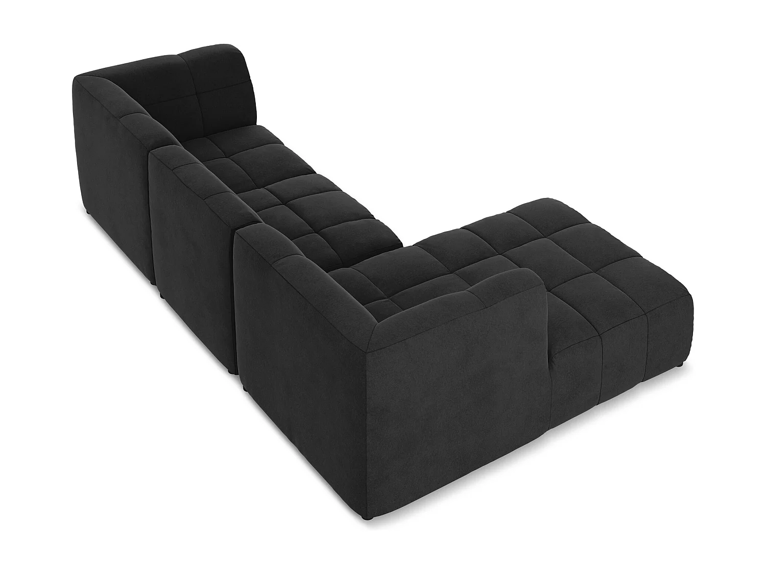 Canapé d'angle 3 places modulaire gauche en velours - noir - ALOHA