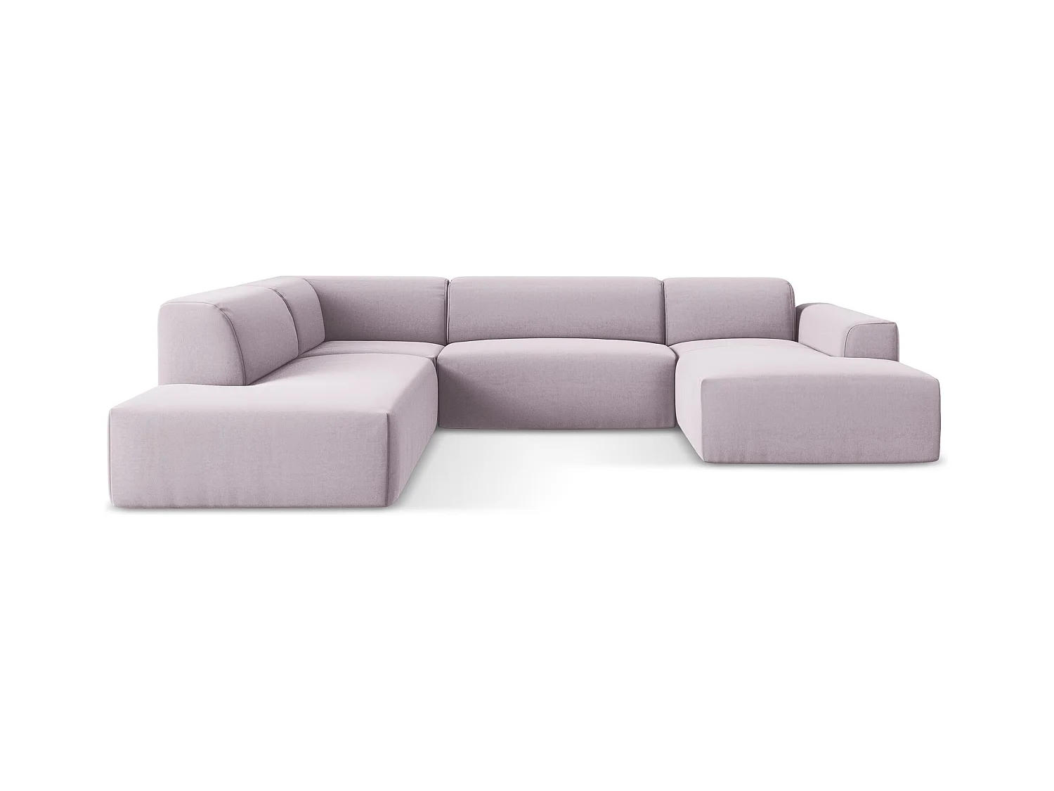 Sofa panoramiczna lewa - z tkaniny welwetowej - lawendowy - KELI