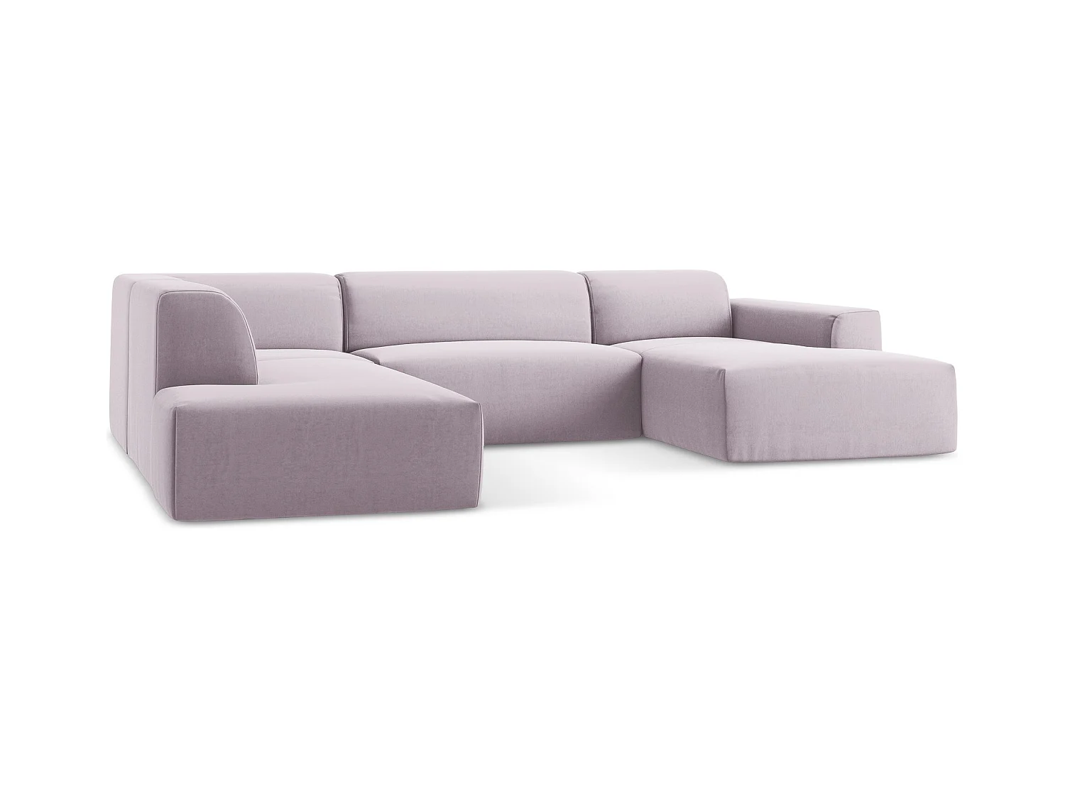 Sofa panoramiczna lewa - z tkaniny welwetowej - lawendowy - KELI