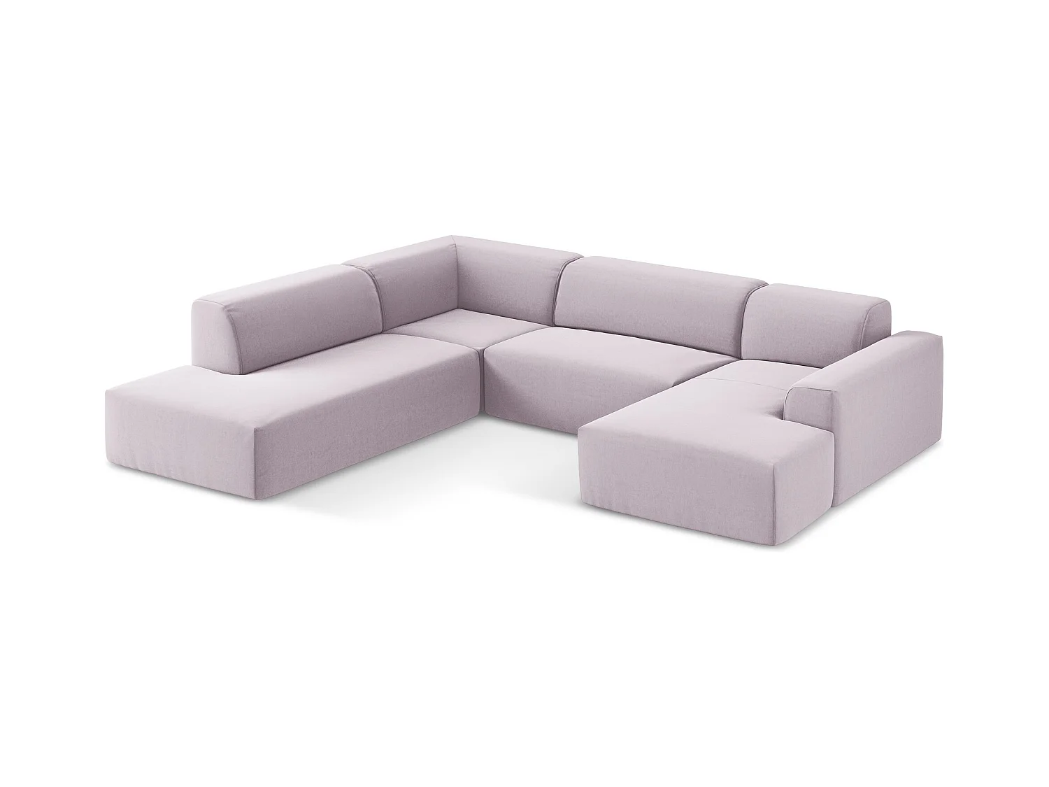 Sofa panoramiczna lewa - z tkaniny welwetowej - lawendowy - KELI