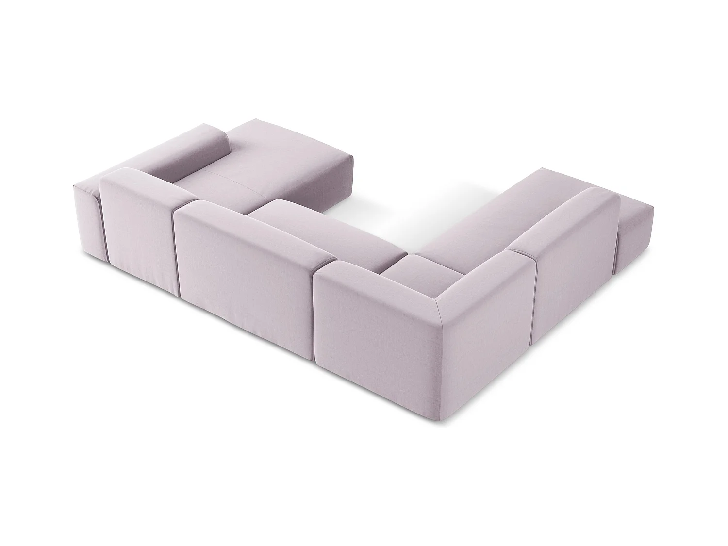 Sofa panoramiczna lewa - z tkaniny welwetowej - lawendowy - KELI