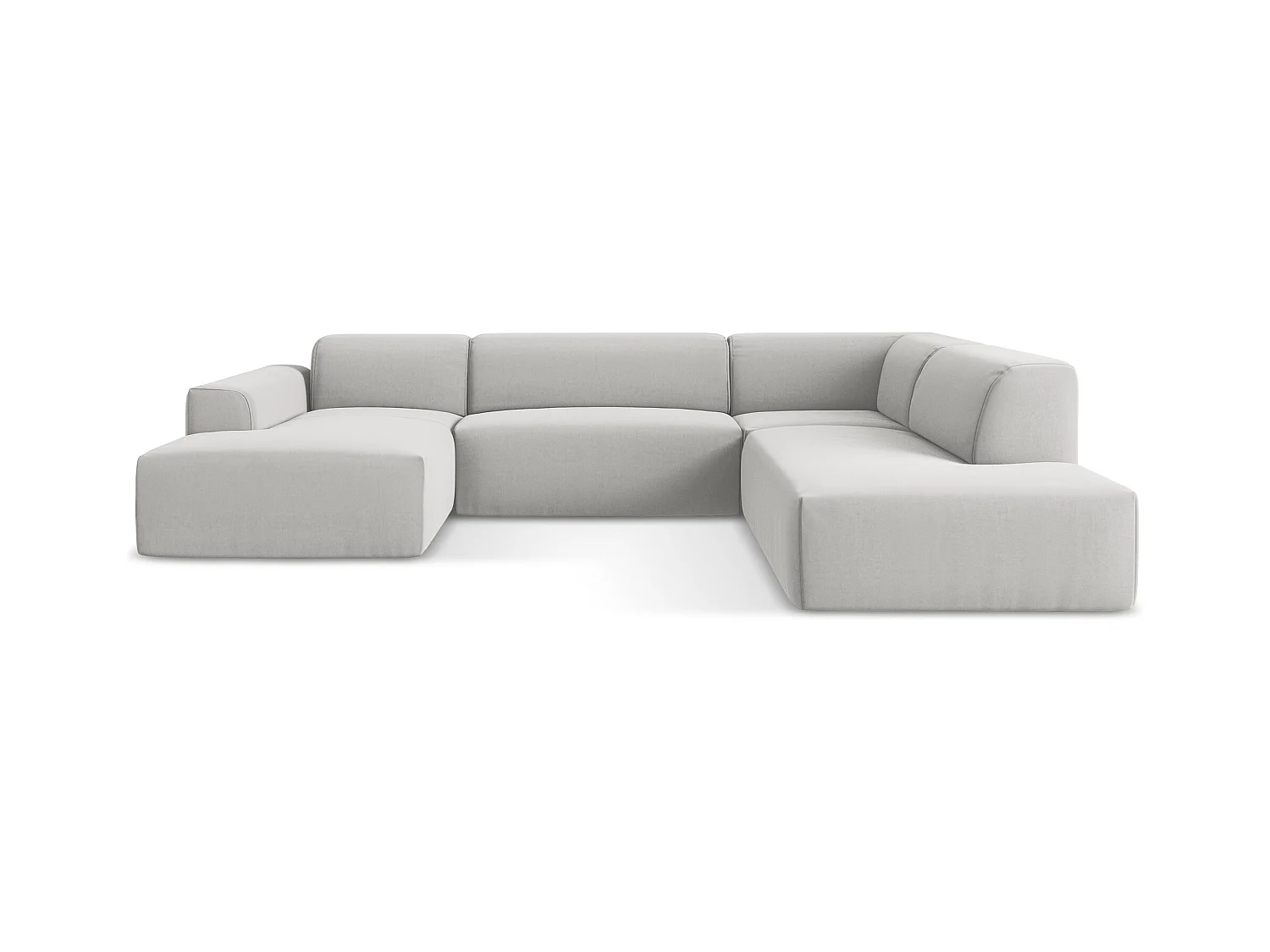 Große Wohnlandschaft Rechts - - Samt - Silber - KELI