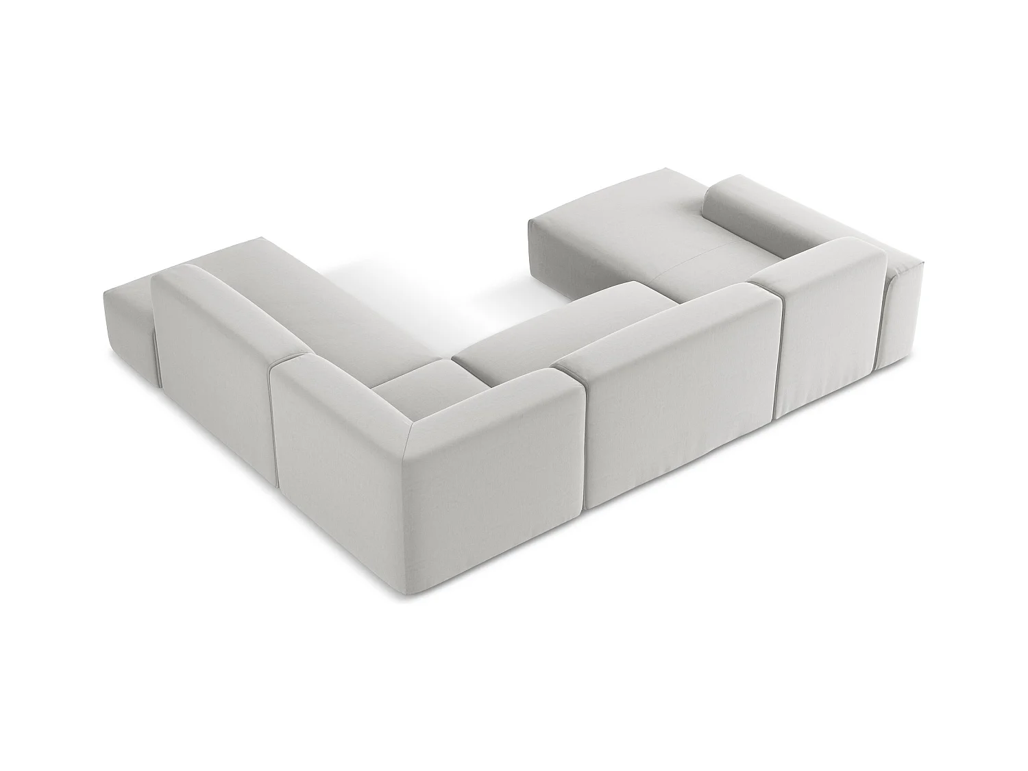 Große Wohnlandschaft Rechts - - Samt - Silber - KELI