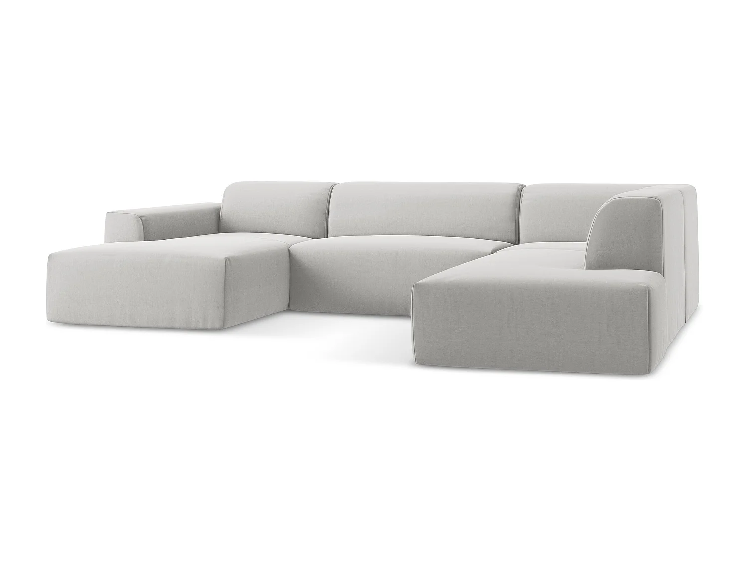 Canapé panoramique 5 places droit en velours - argent - KELI