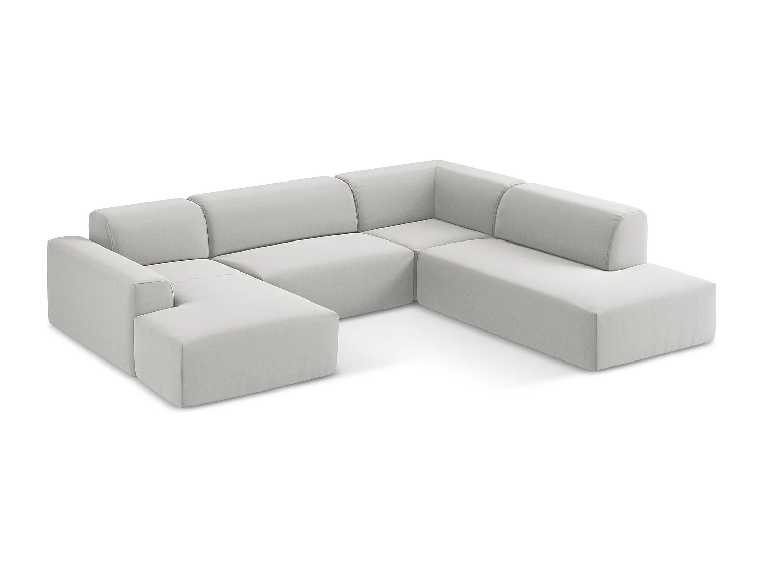 Canapé panoramique 5 places droit en velours - argent - KELI