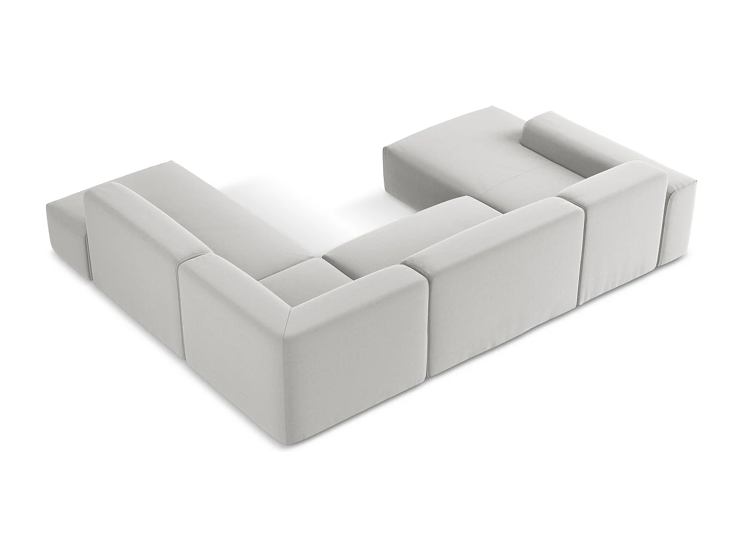 Canapé panoramique 5 places droit en velours - argent - KELI