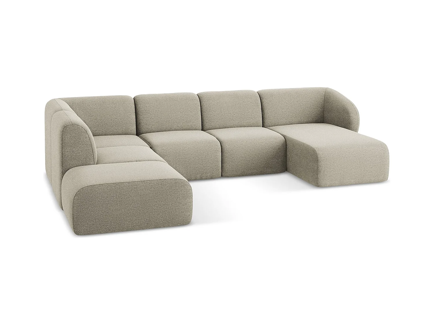 Sofa panoramiczna lewa - z tkaniny bouclé - kreci - LANI