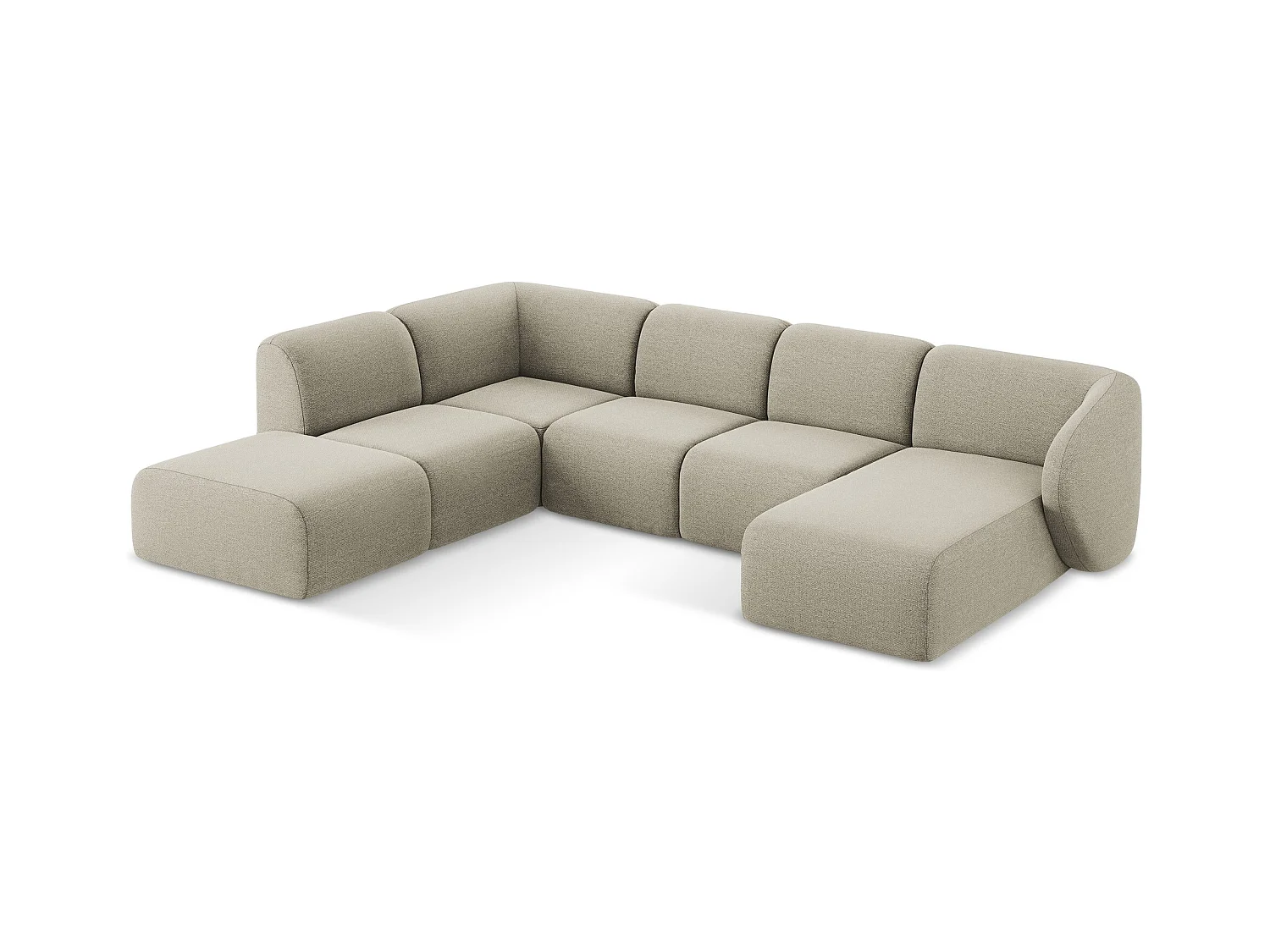 Sofa panoramiczna lewa - z tkaniny bouclé - kreci - LANI