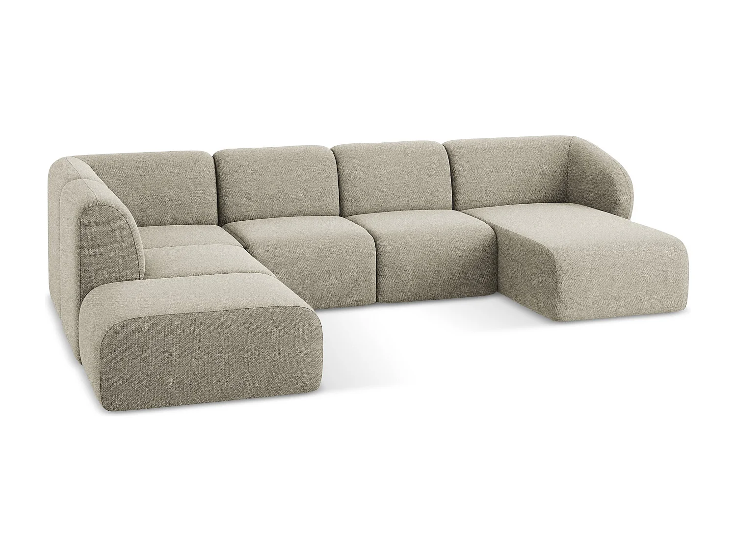 Sofa panoramiczna lewa - z tkaniny bouclé - kreci - LANI