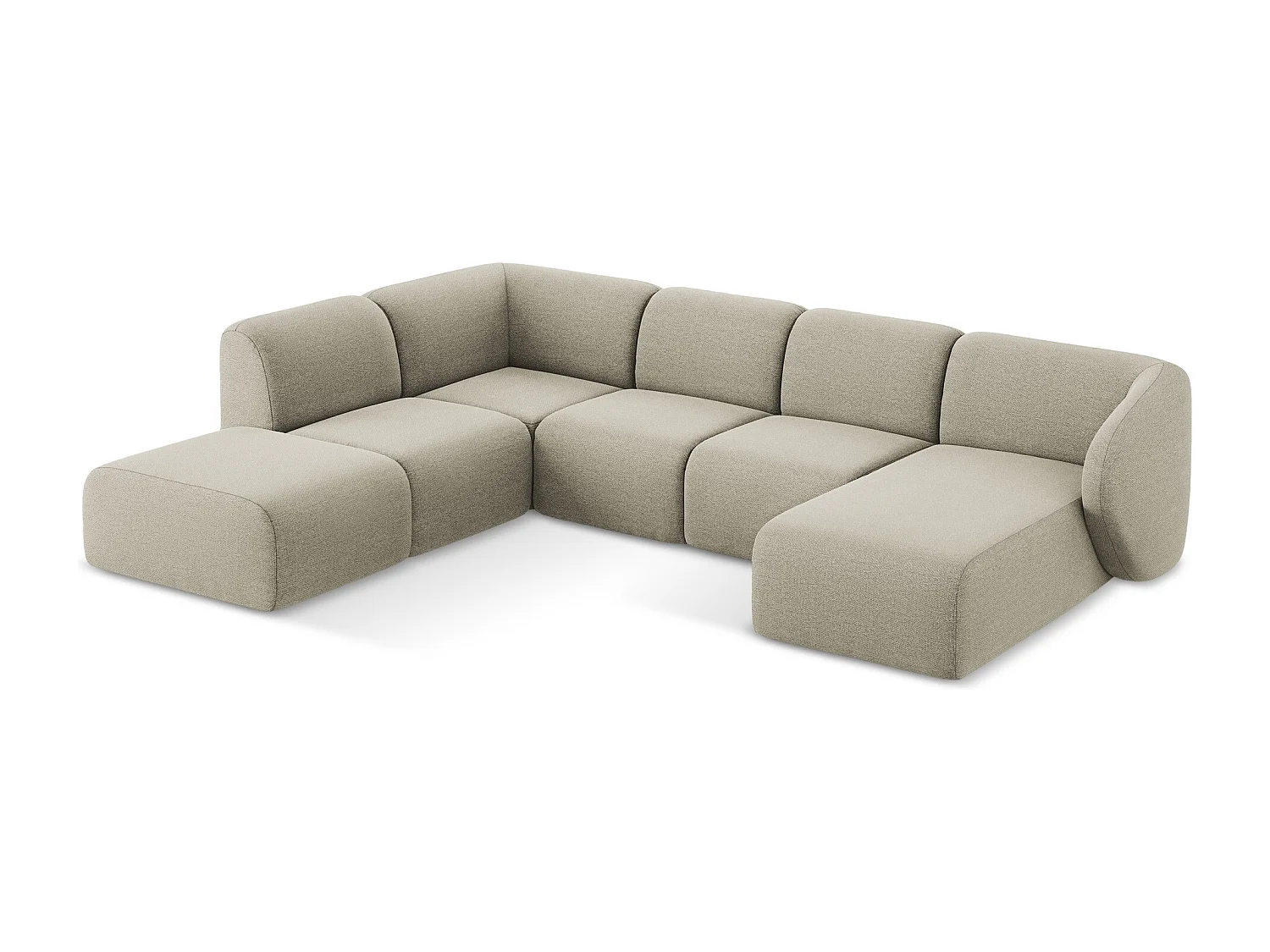 Sofa panoramiczna lewa - z tkaniny bouclé - kreci - LANI