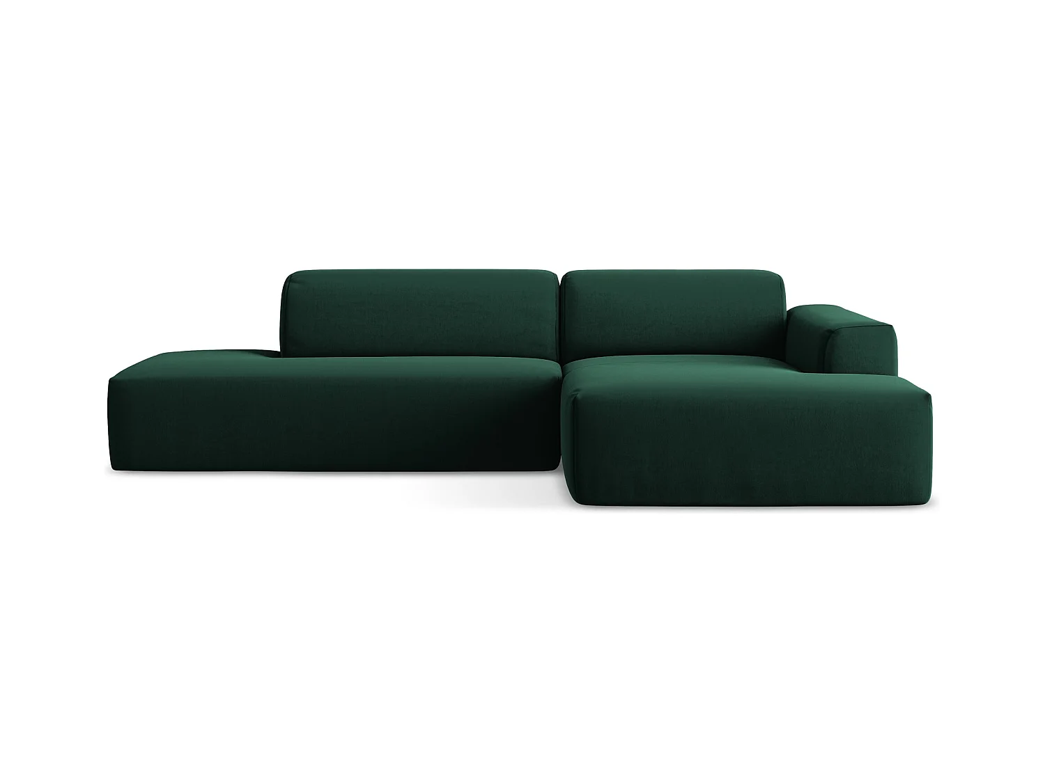 Modulaire hoekbank links van flessengroen velours - KELI