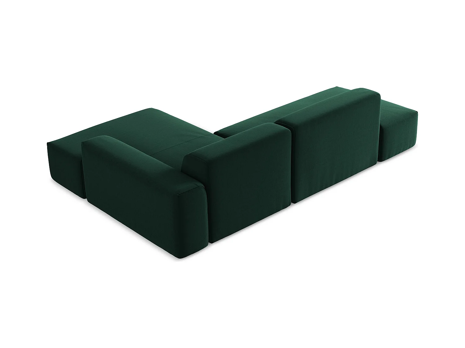 Modulaire hoekbank links van flessengroen velours - KELI