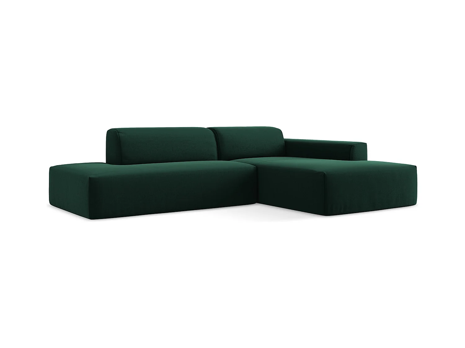 3-Sitzer Modulares Ecksofa - Ecke Links - Samt - Flaschengrün - KELI