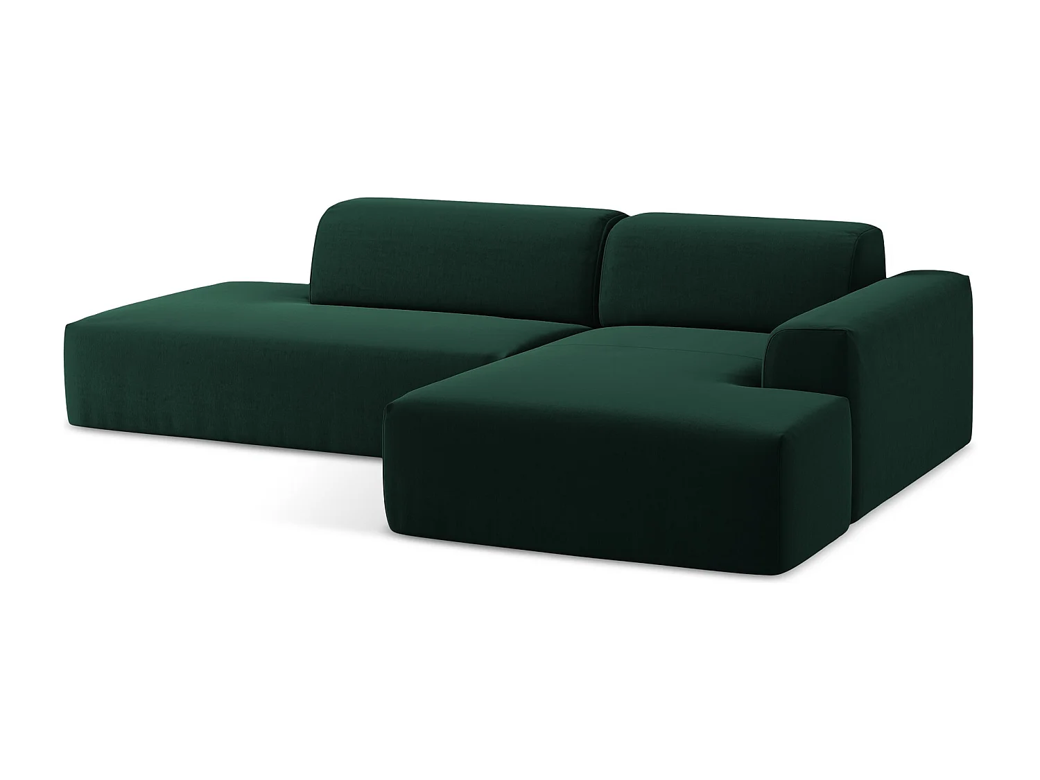 Canapé d'angle 3 places modulaire gauche en velours - bouteille verte - KELI