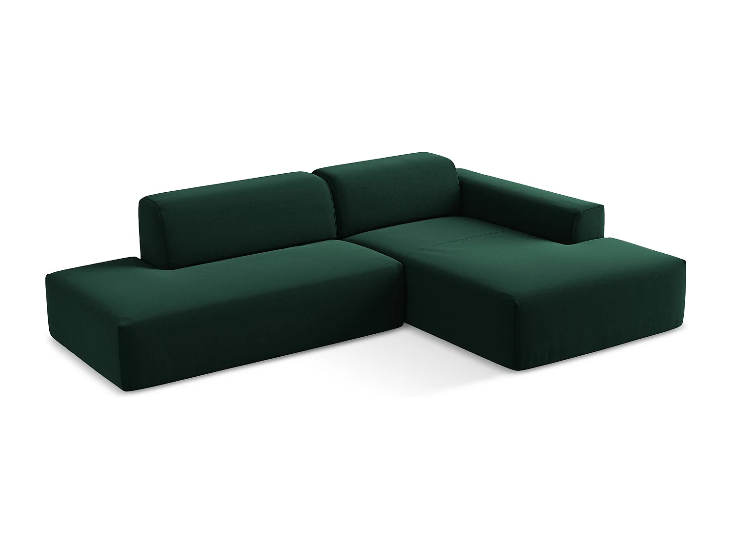 Canapé d'angle 3 places modulaire gauche en velours - bouteille verte - KELI