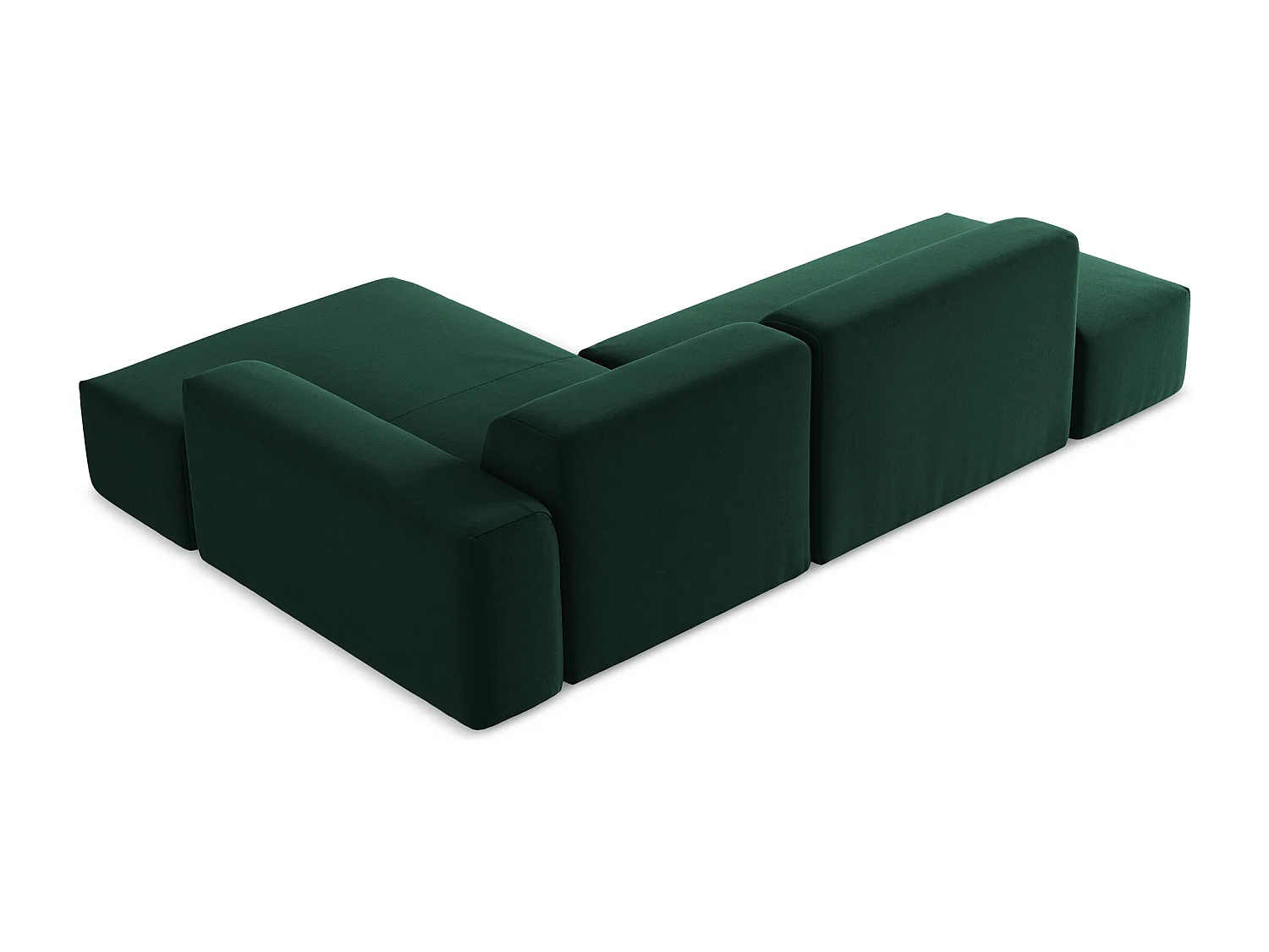 Canapé d'angle 3 places modulaire gauche en velours - bouteille verte - KELI