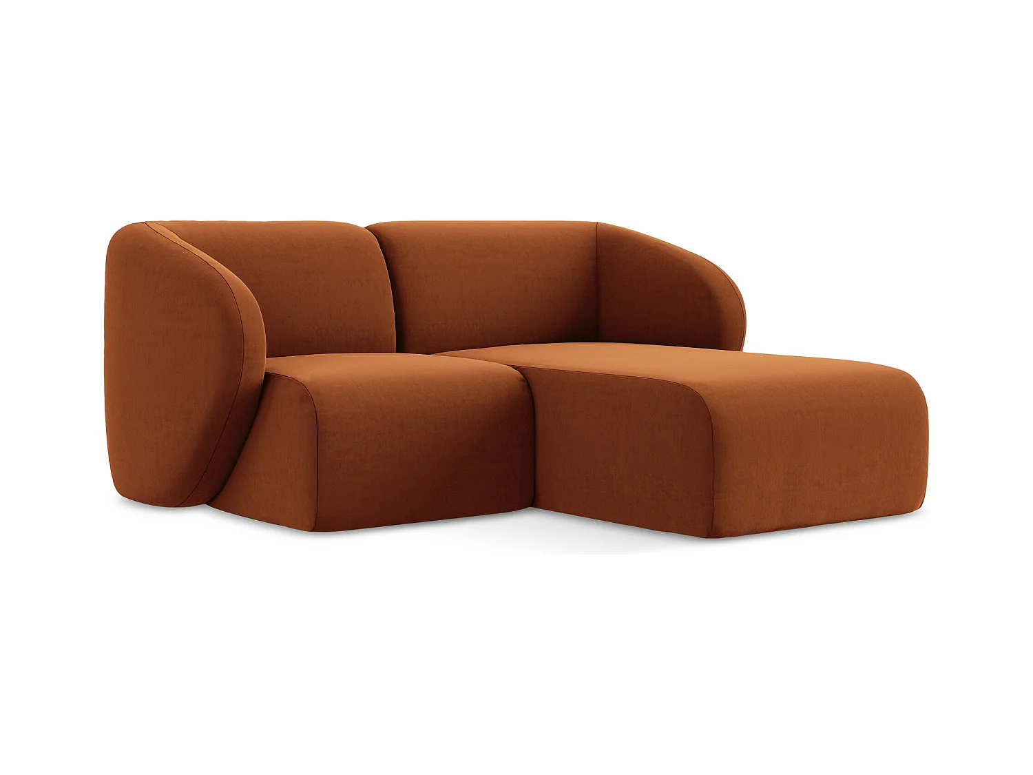 2,5-Sitzer Modulares Ecksofa - Ecke Rechts - Samt - Terrakotta - LANI