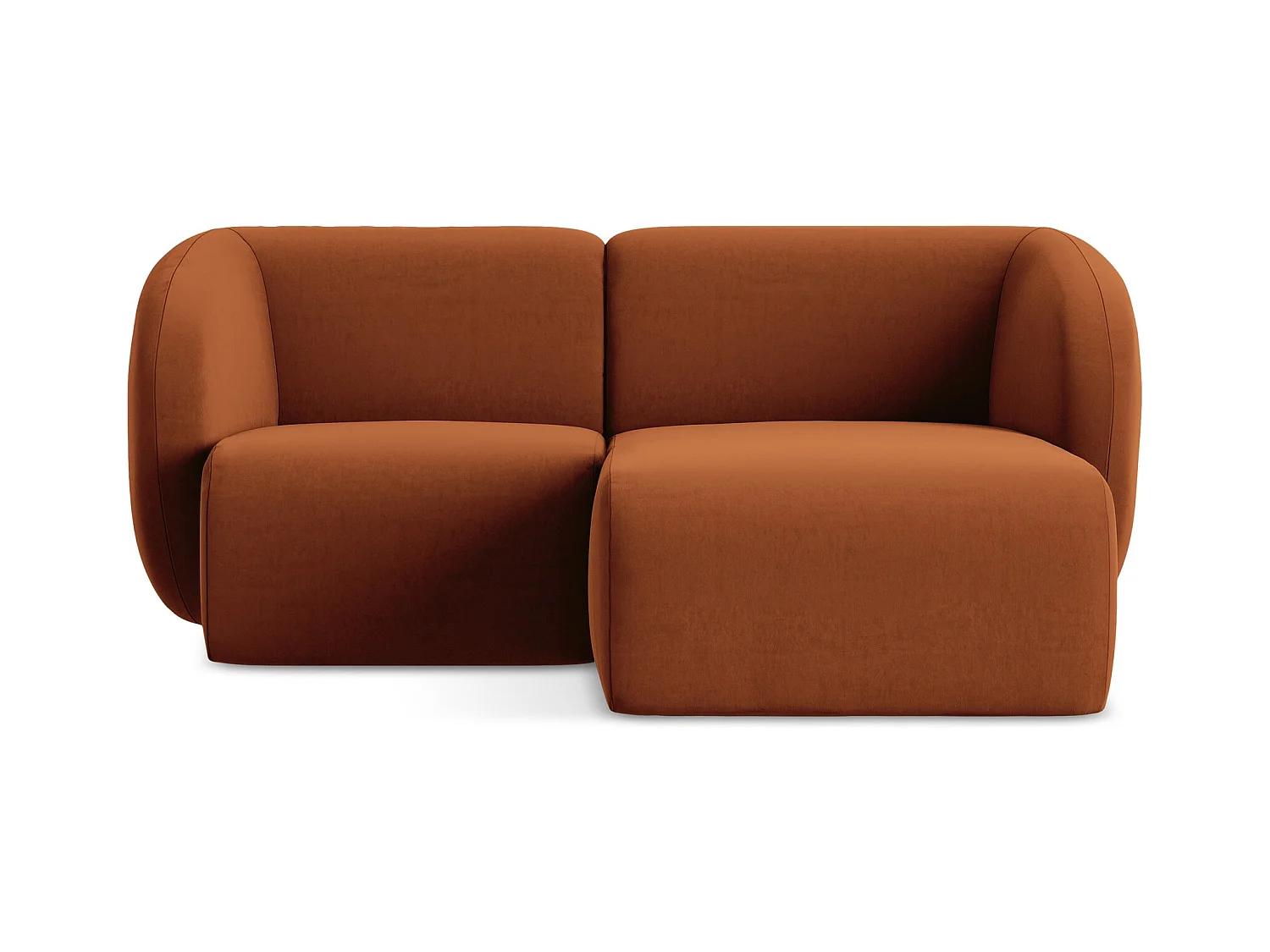 Modulaire hoekbank rechts van terracotta velours - LANI