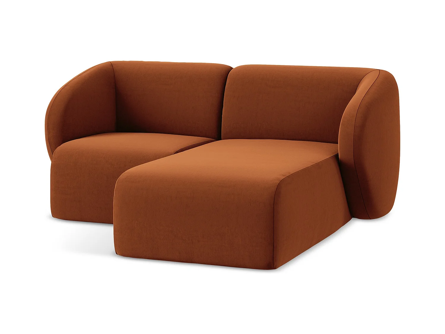 Modulaire hoekbank rechts van terracotta velours - LANI