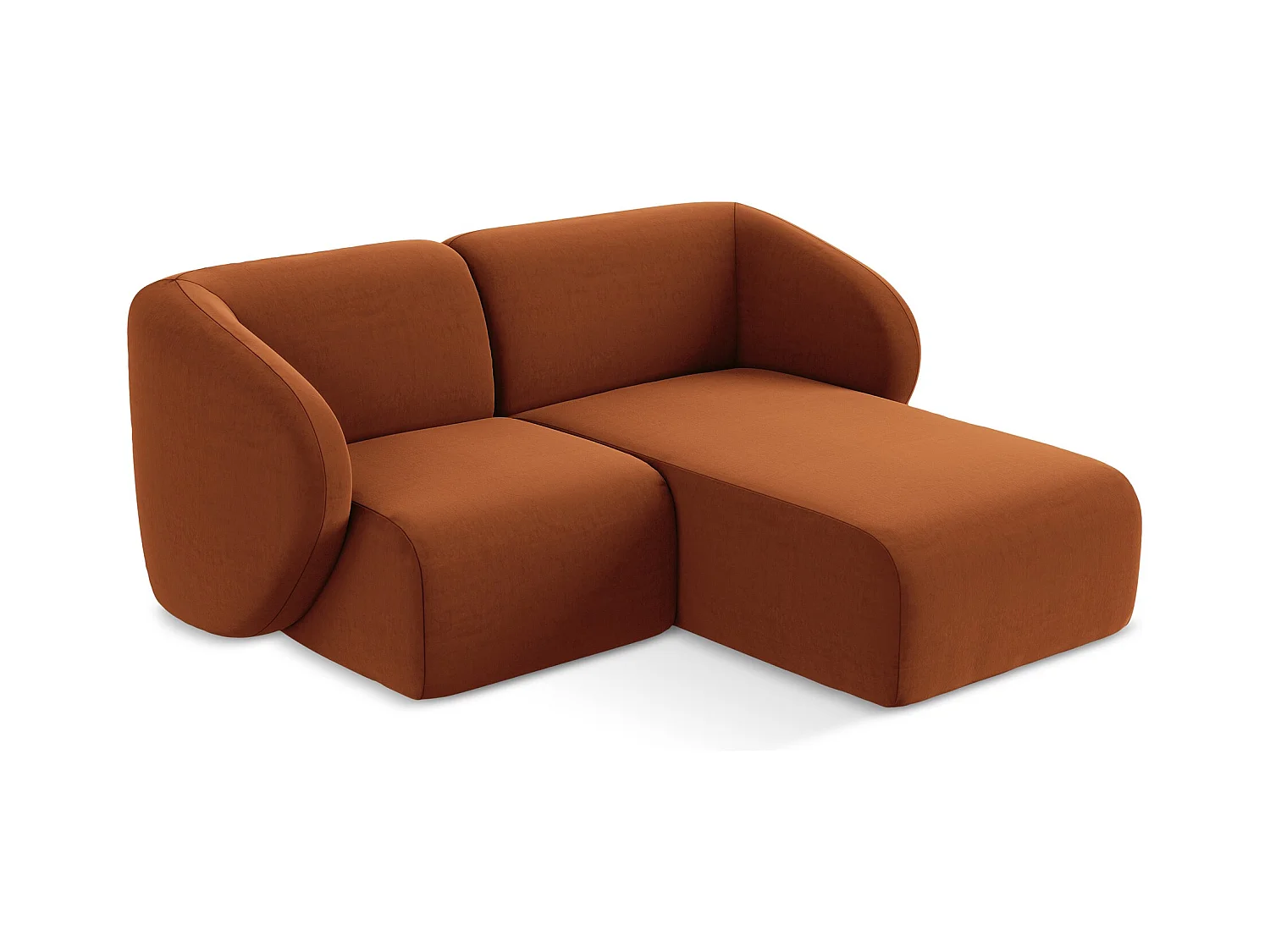 Modulaire hoekbank rechts van terracotta velours - LANI