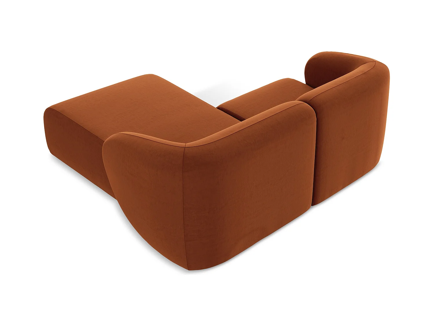 Modulaire hoekbank rechts van terracotta velours - LANI