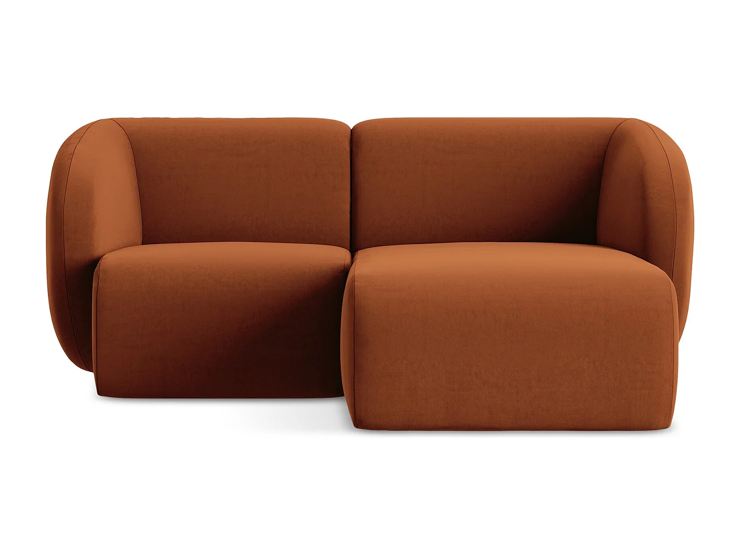 Modulaire hoekbank rechts van terracotta velours - LANI