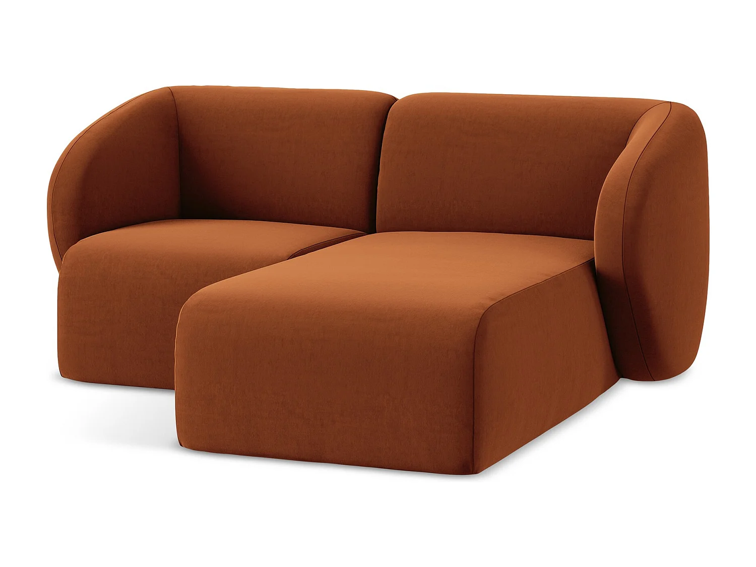 Modulaire hoekbank rechts van terracotta velours - LANI