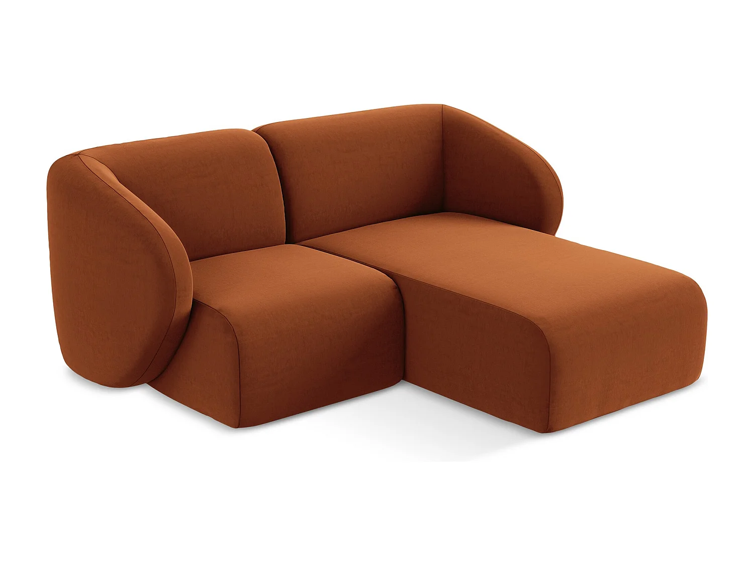 Modulaire hoekbank rechts van terracotta velours - LANI