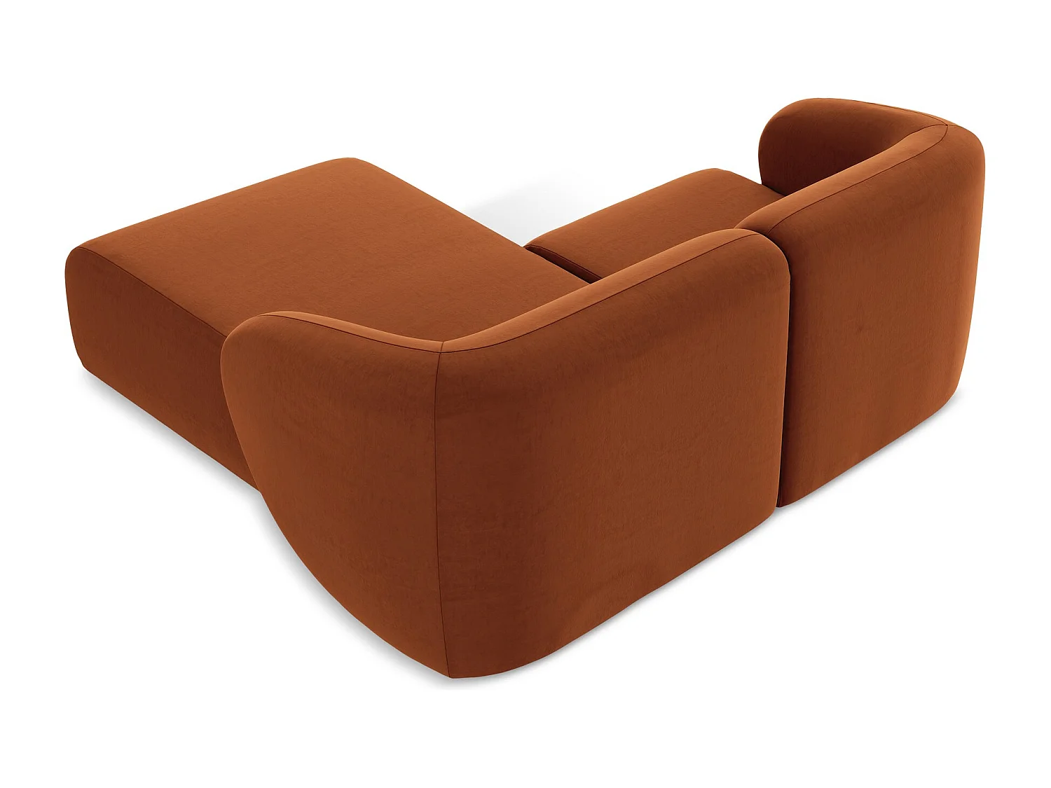 Modulaire hoekbank rechts van terracotta velours - LANI